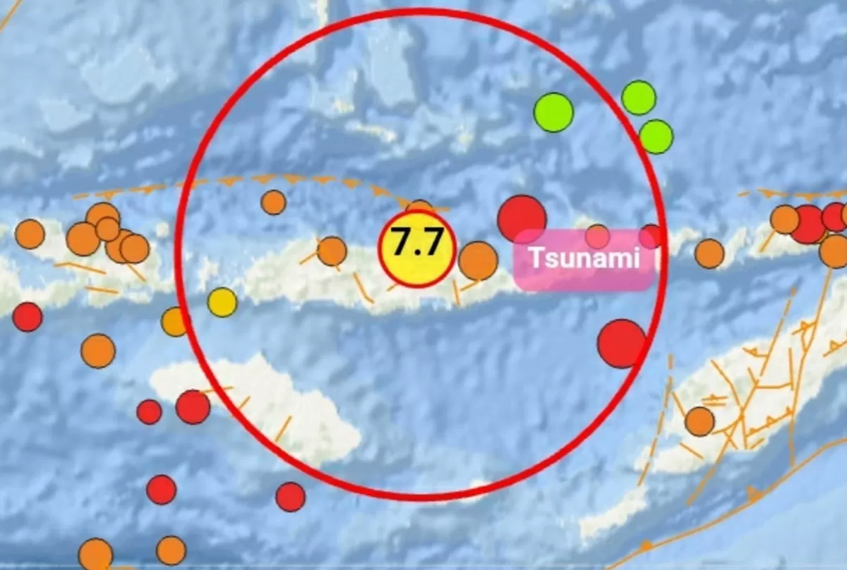 Gempa 7,7 SR di perairan NTT menimbulkan terjadinya tsunami di Flores hingga Sulawesi Selatan  (Bmkg.go.id)