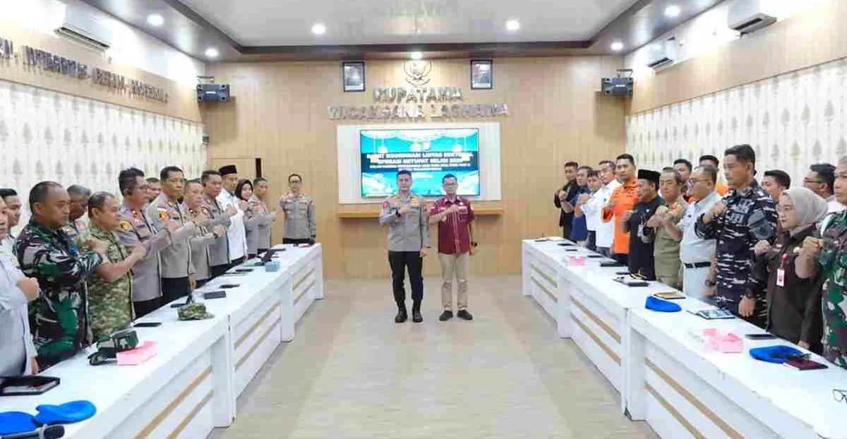 Foto bersama usai Rakor lintas sektoral dalam rangka persiapan Operasi Ketupat Seligi 2026 untuk pengamanan Hari Raya Idul Fitri.(Foto:Diskominfo Tanjungpinang)