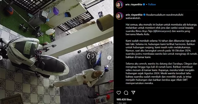 Unggahan Instagram Selebgram Arie Rieyanthie terkait kasus perselingkuhan suaminya, Bimo Aryo Tejo. (Instagram.com/@arie_rieyanthie) Sorotan Warganet Soal Isi Chat Perselingkuhan Bimo dan Asila